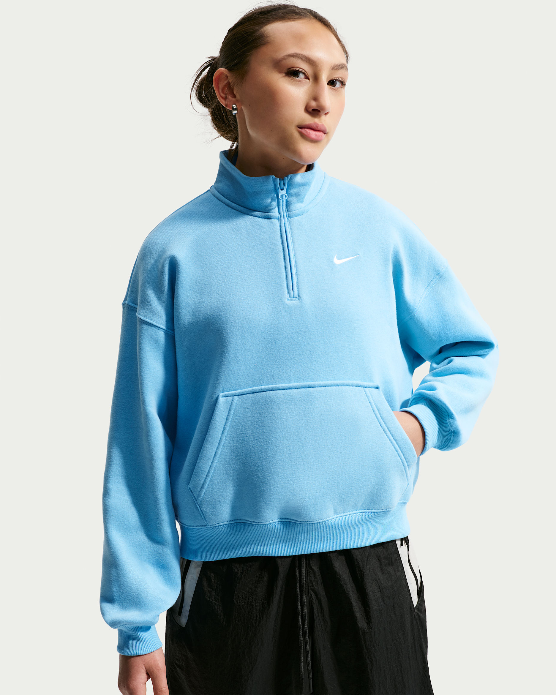 Nike Sportswear Studio Fleece Big Kids' (Girls') Oversized 1/4-Zip